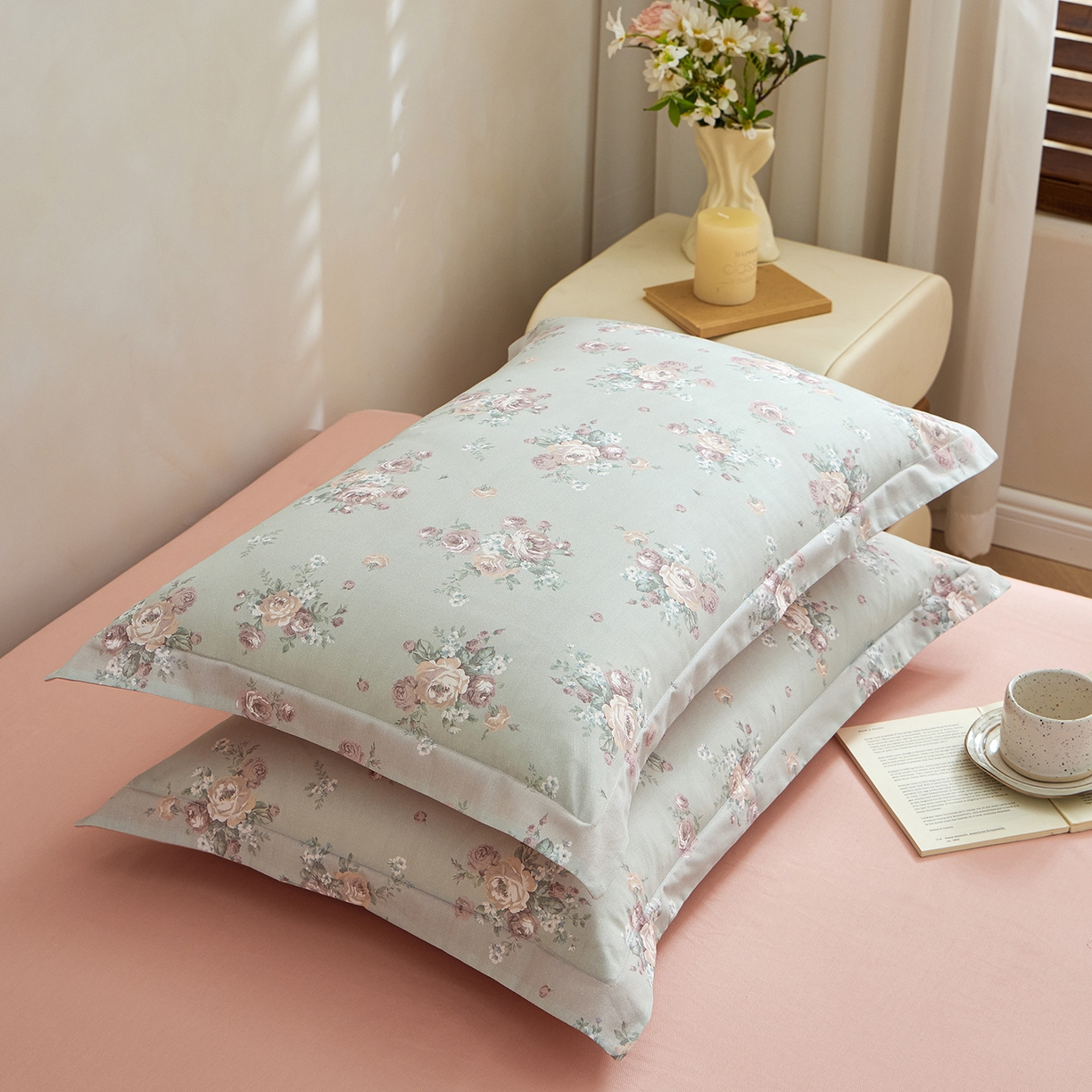 91家纺网 家纺一手货源 找家纺 元元家居（元元被业） 2026新款全棉13372套件及单品【印花款】-单枕套 金溪