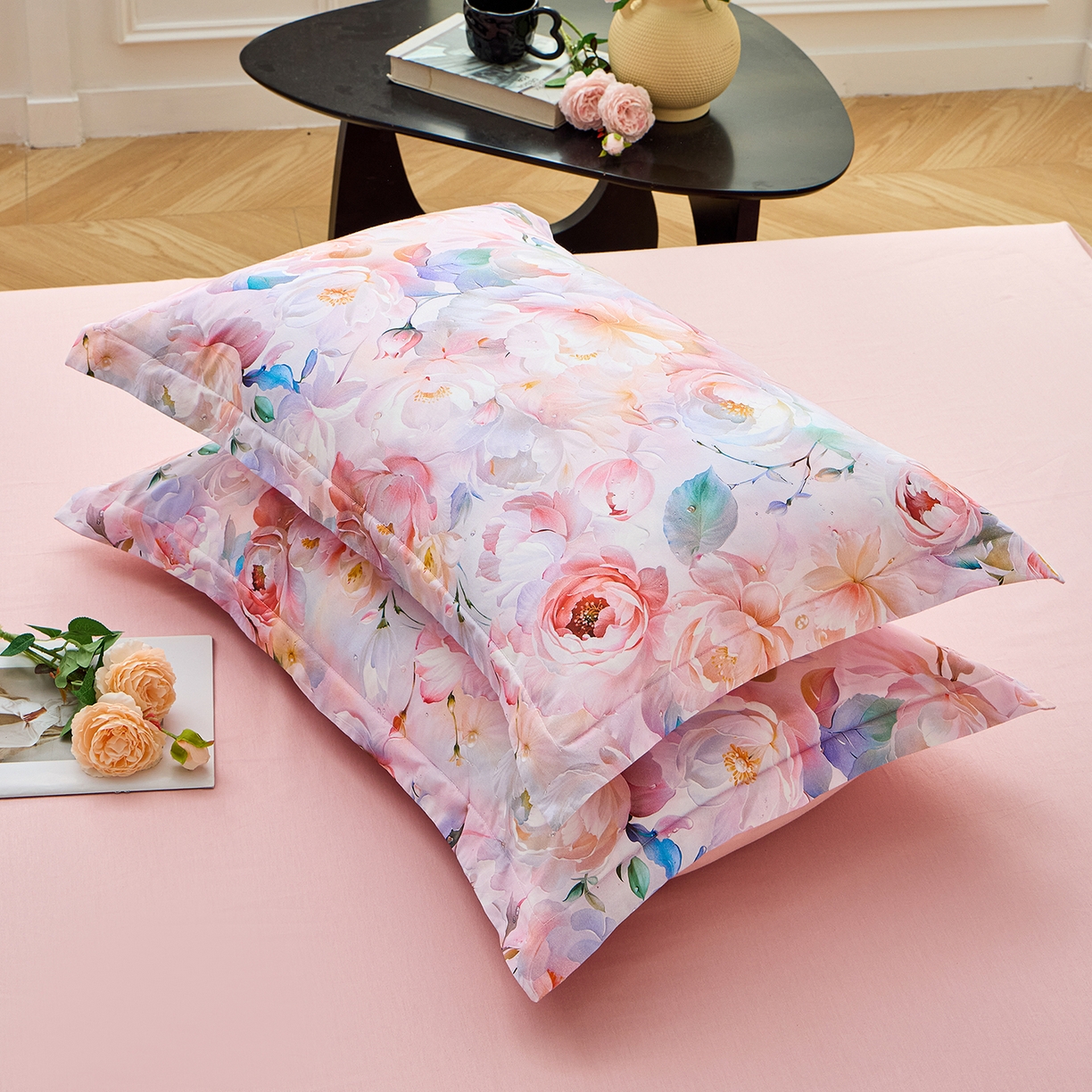 91家纺网 家纺一手货源 找家纺 元元家居（元元被业） 2026新款全棉13372套件及单品【印花款】-单枕套 凝珠