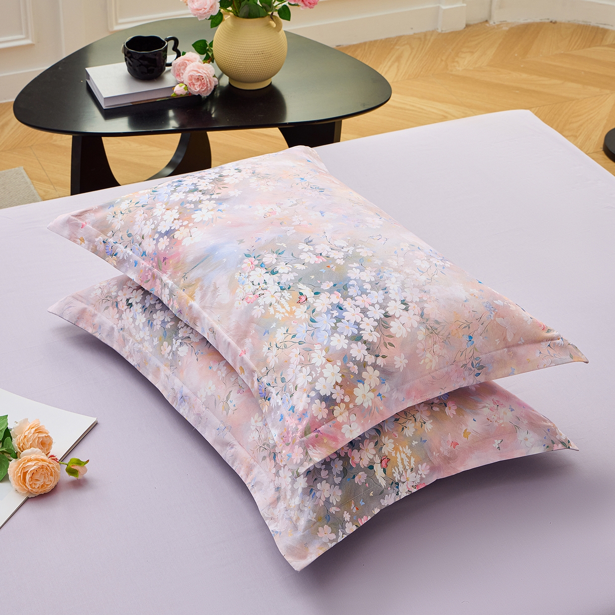 91家纺网 家纺一手货源 找家纺 元元家居（元元被业） 2026新款全棉13372套件及单品【印花款】-单枕套 时光