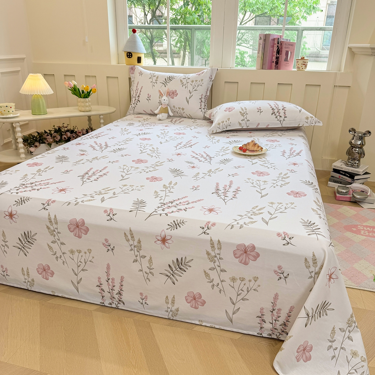 91家纺网 家纺一手货源 找家纺 壹贝家纺 2026新款全棉喷气印花床单系列 陌上花开