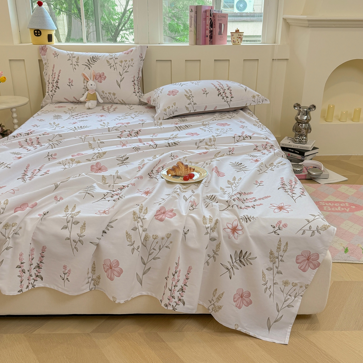 91家纺网 家纺一手货源 找家纺 壹贝家纺 2026新款全棉喷气印花床单系列 陌上花开