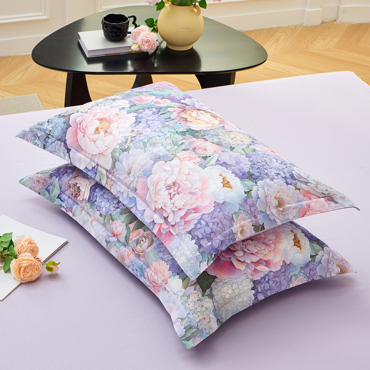 91家纺网 家纺一手货源 找家纺 元元家居（元元被业） 2026新款全棉13372套件及单品【印花款】-单枕套 思思