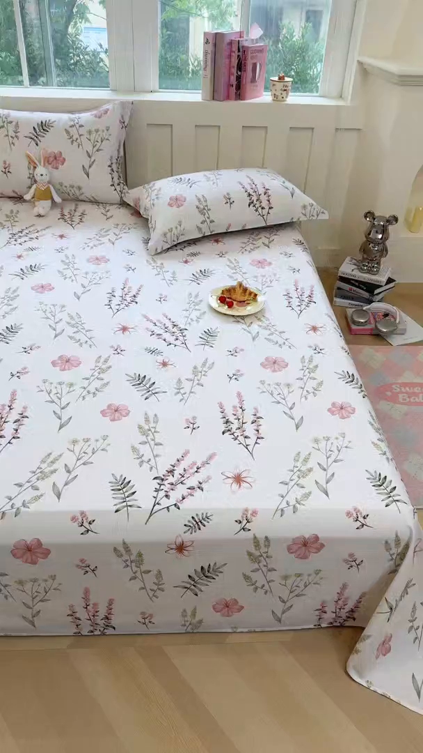 91家纺网 家纺一手货源 找家纺 壹贝家纺 2026新款全棉喷气印花床单系列 陌上花开