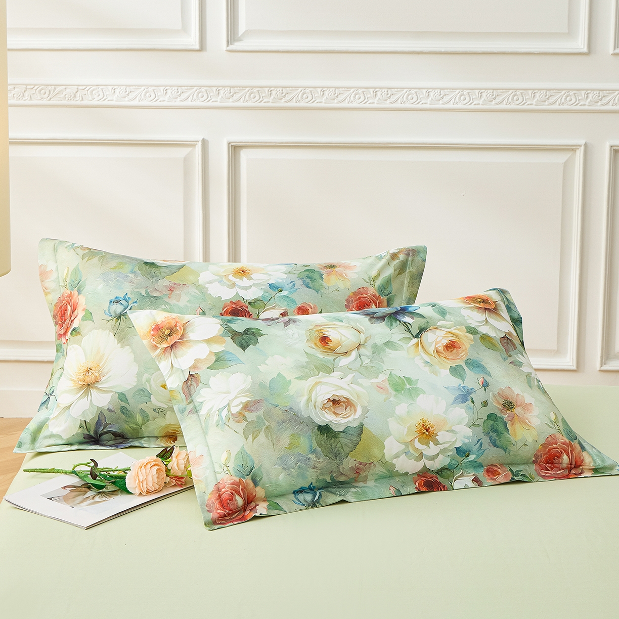 91家纺网 家纺一手货源 找家纺 元元家居（元元被业） 2026新款全棉13372套件及单品【印花款】-单枕套 秀丽