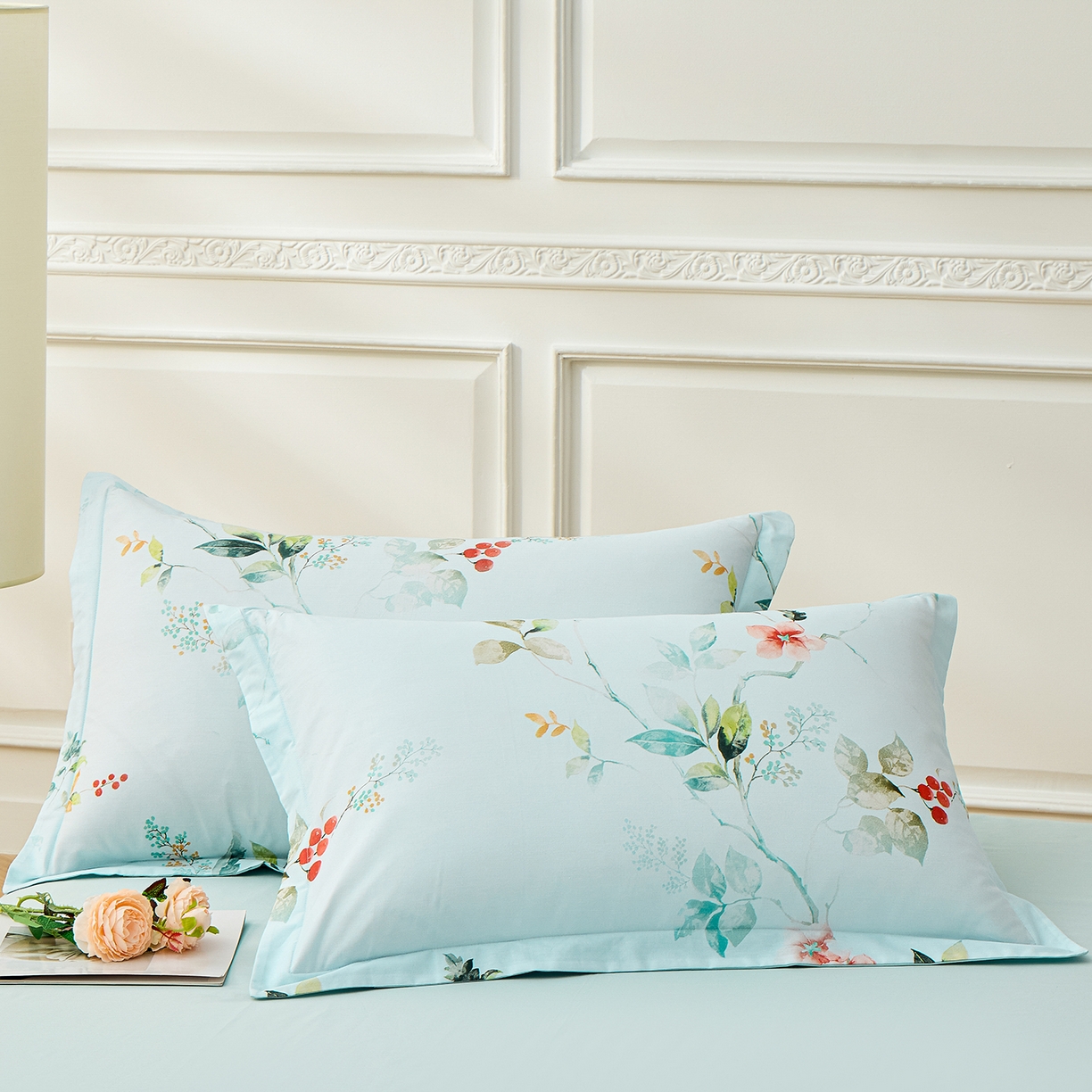 91家纺网 家纺一手货源 找家纺 元元家居（元元被业） 2026新款全棉13372套件及单品【印花款】-单枕套 有枝