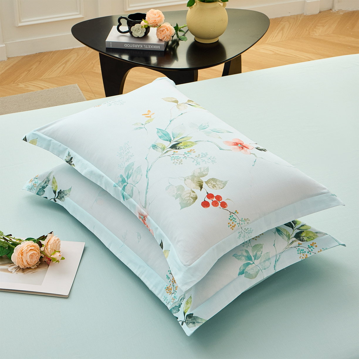 91家纺网 家纺一手货源 找家纺 元元家居（元元被业） 2026新款全棉13372套件及单品【印花款】-单枕套 有枝