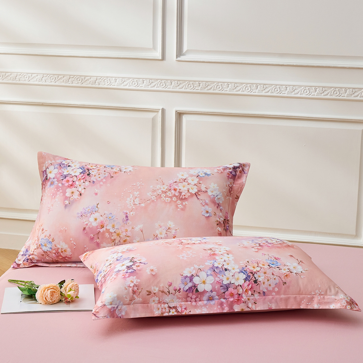 元元家居（元元被业） 2026新款全棉13372套件及单品【印花款】-单枕套 月棠