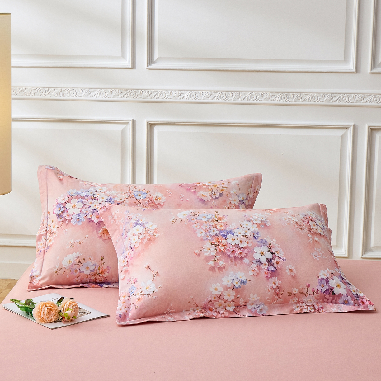 91家纺网 家纺一手货源 找家纺 元元家居（元元被业） 2026新款全棉13372套件及单品【印花款】-单枕套 月棠