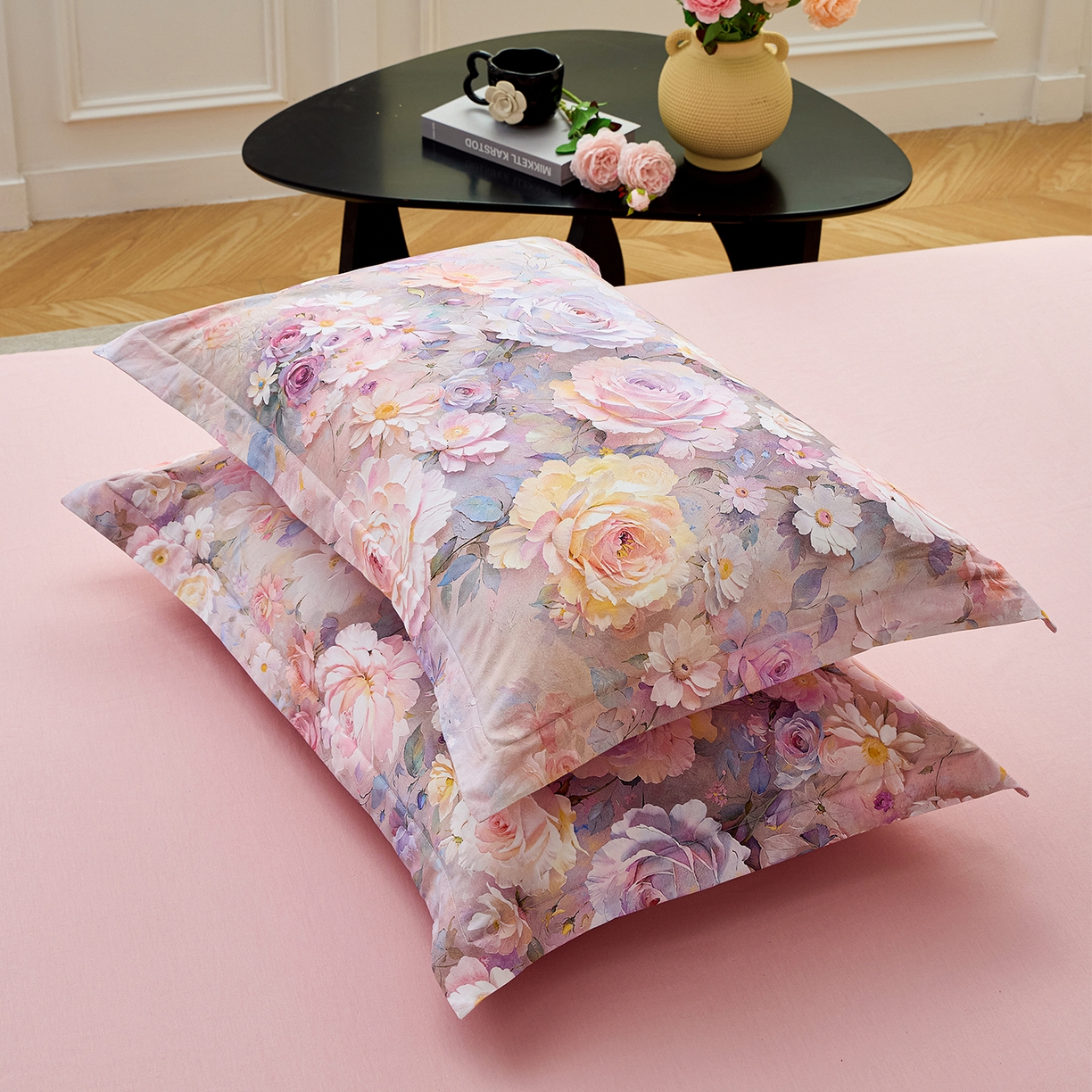 91家纺网 家纺一手货源 找家纺 元元家居（元元被业） 2026新款全棉13372套件及单品【印花款】-单枕套 云樾