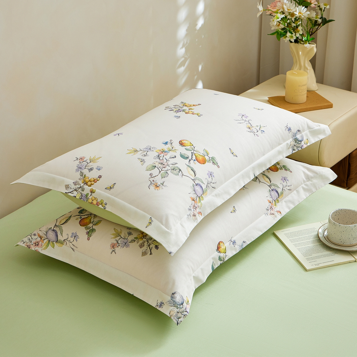 91家纺网 家纺一手货源 找家纺 元元家居（元元被业） 2026新款全棉13372套件及单品【印花款】-单枕套 知夏