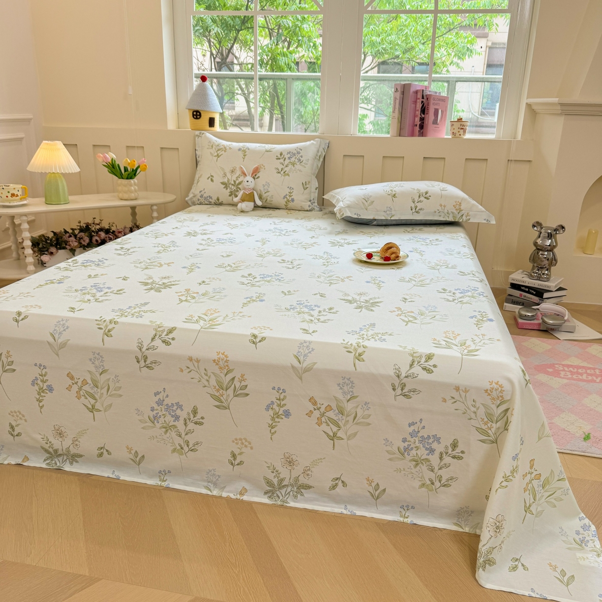 91家纺网 家纺一手货源 找家纺 壹贝家纺 2026新款全棉喷气印花床单系列 沁园春