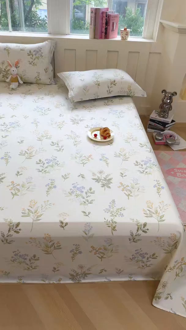 91家纺网 家纺一手货源 找家纺 壹贝家纺 2026新款全棉喷气印花床单系列 沁园春