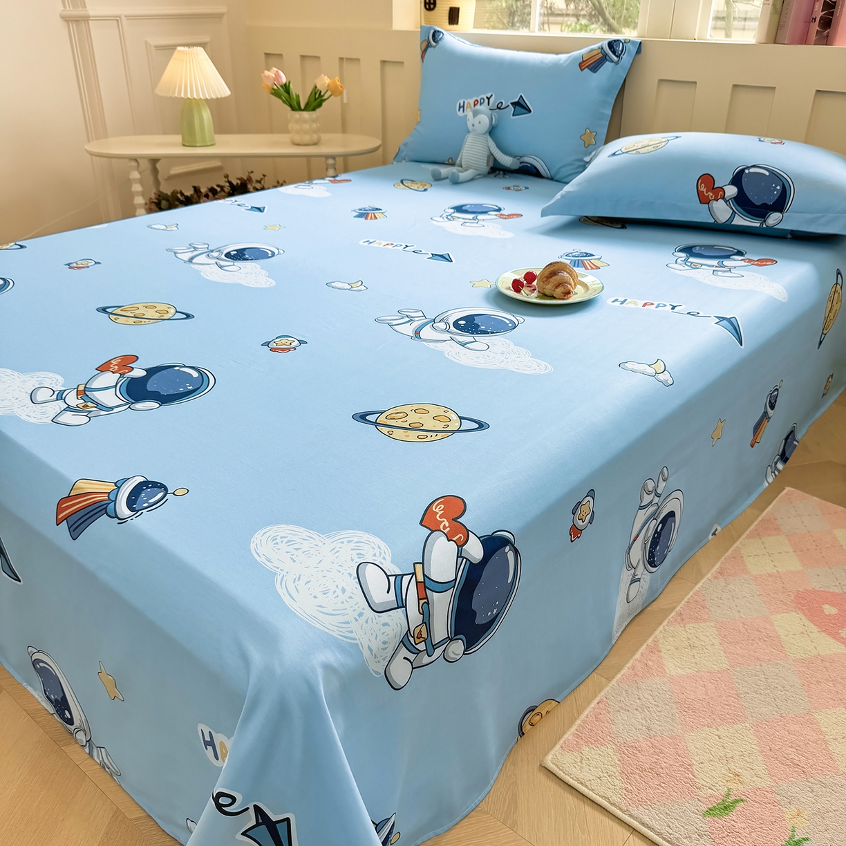 91家纺网 家纺一手货源 找家纺 壹贝家纺 2026新款全棉喷气印花床单系列 太空奇遇