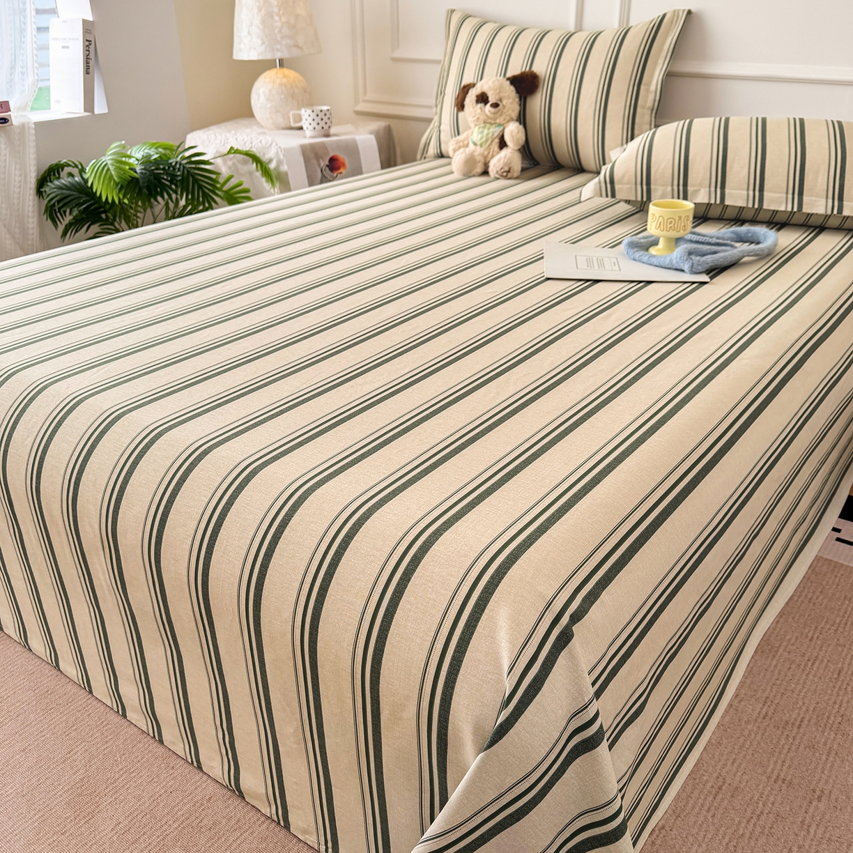 91家纺网 家纺一手货源 找家纺 壹贝家纺 2026新款全棉喷气印花床单系列 条纹