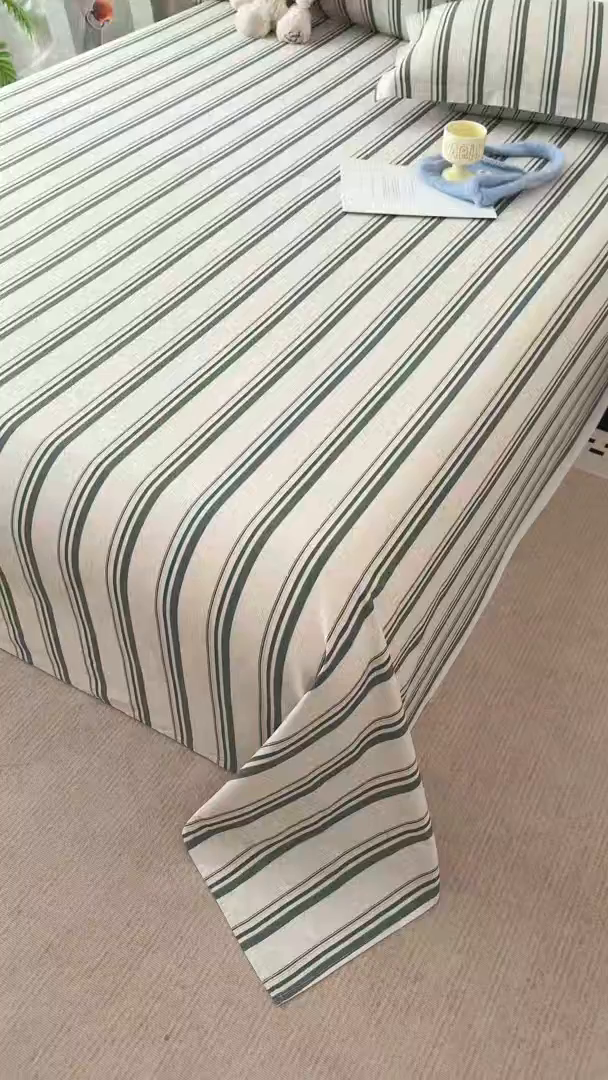 91家纺网 家纺一手货源 找家纺 壹贝家纺 2026新款全棉喷气印花床单系列 条纹