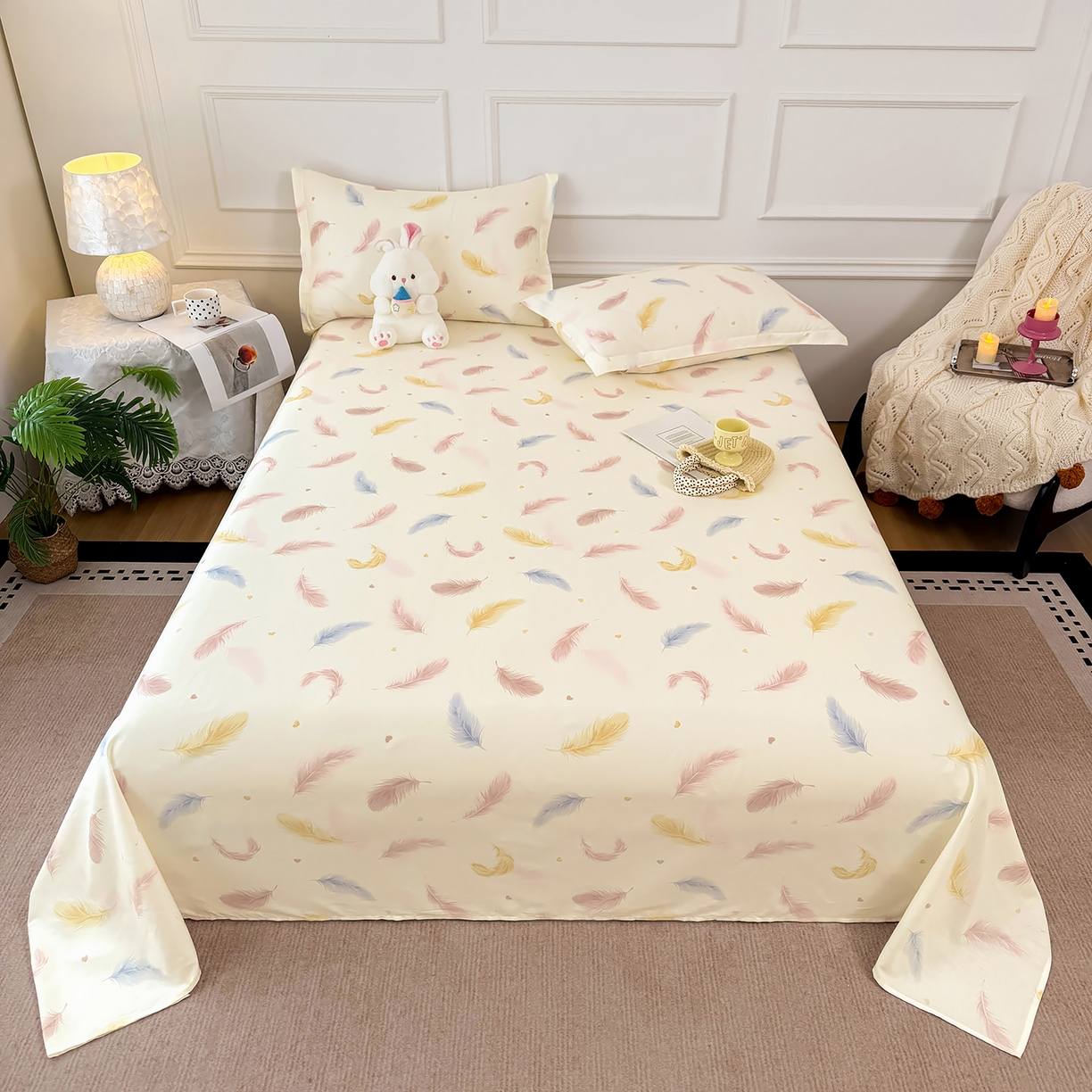 壹贝家纺 2026新款全棉喷气印花床单系列 仙羽