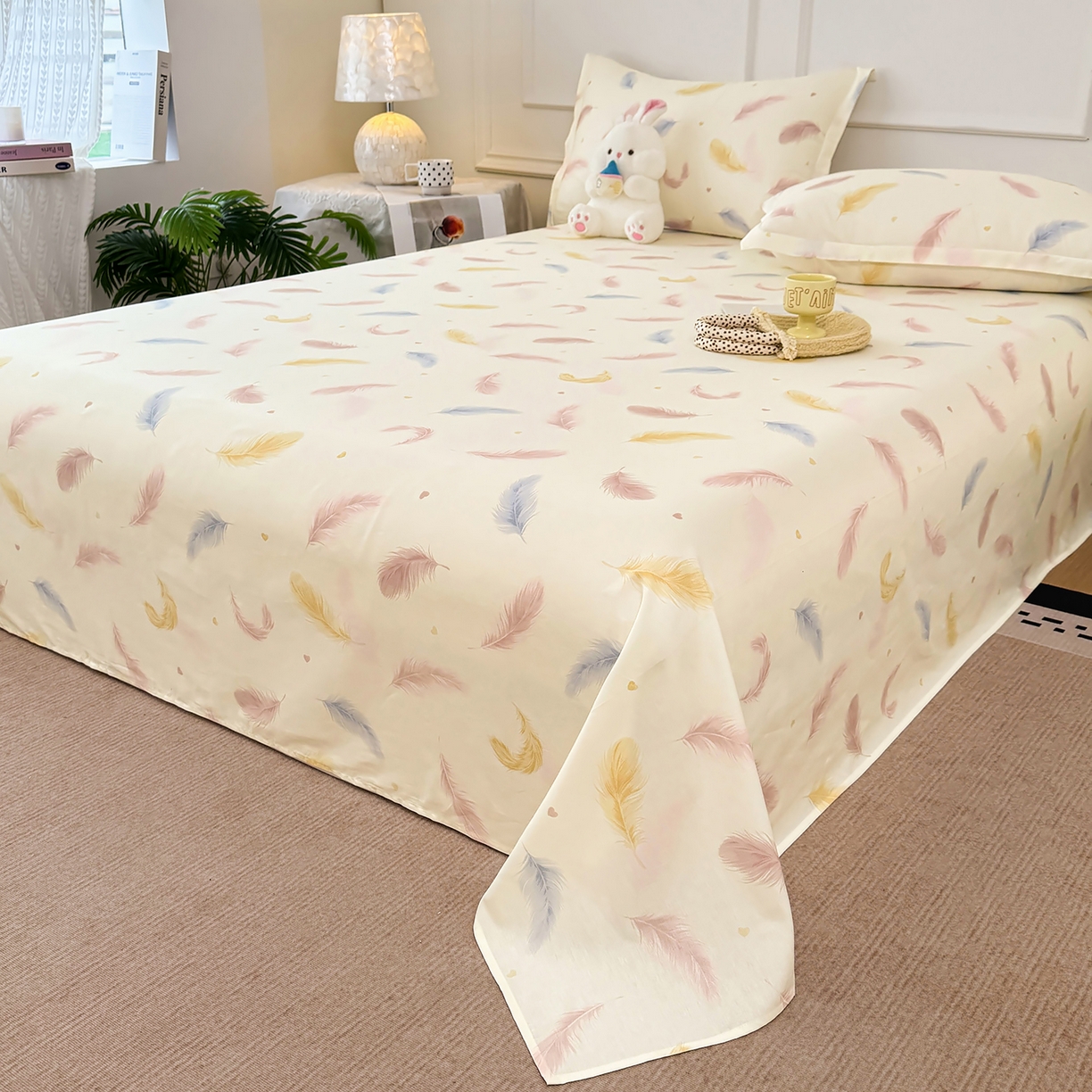 91家纺网 家纺一手货源 找家纺 壹贝家纺 2026新款全棉喷气印花床单系列 仙羽