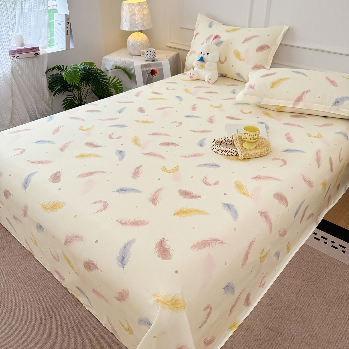 91家纺网 家纺一手货源 找家纺 壹贝家纺 2026新款全棉喷气印花床单系列 仙羽