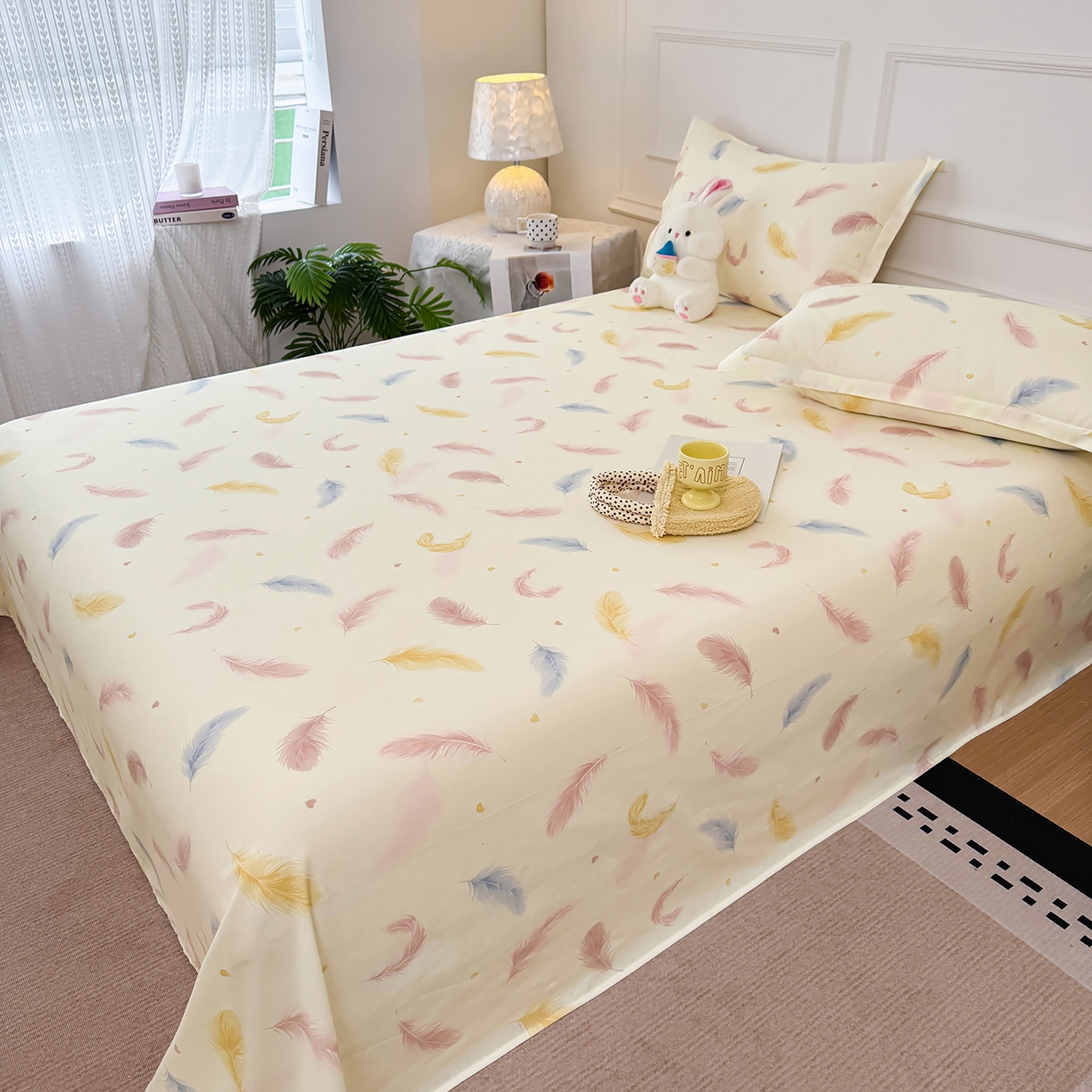 91家纺网 家纺一手货源 找家纺 壹贝家纺 2026新款全棉喷气印花床单系列 仙羽