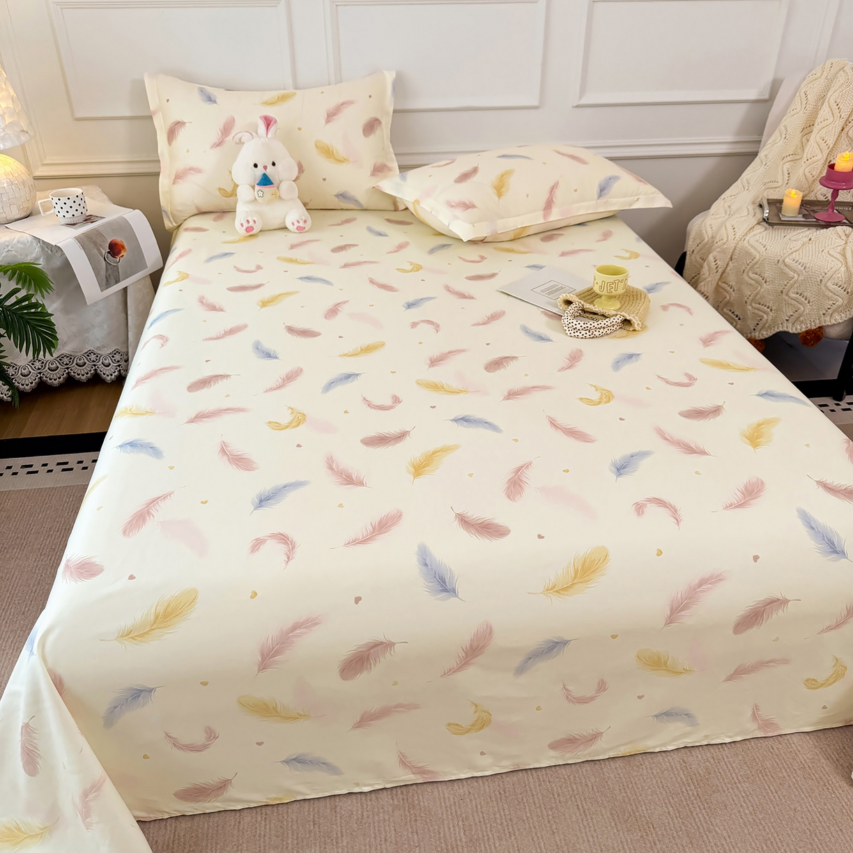 91家纺网 家纺一手货源 找家纺 壹贝家纺 2026新款全棉喷气印花床单系列 仙羽