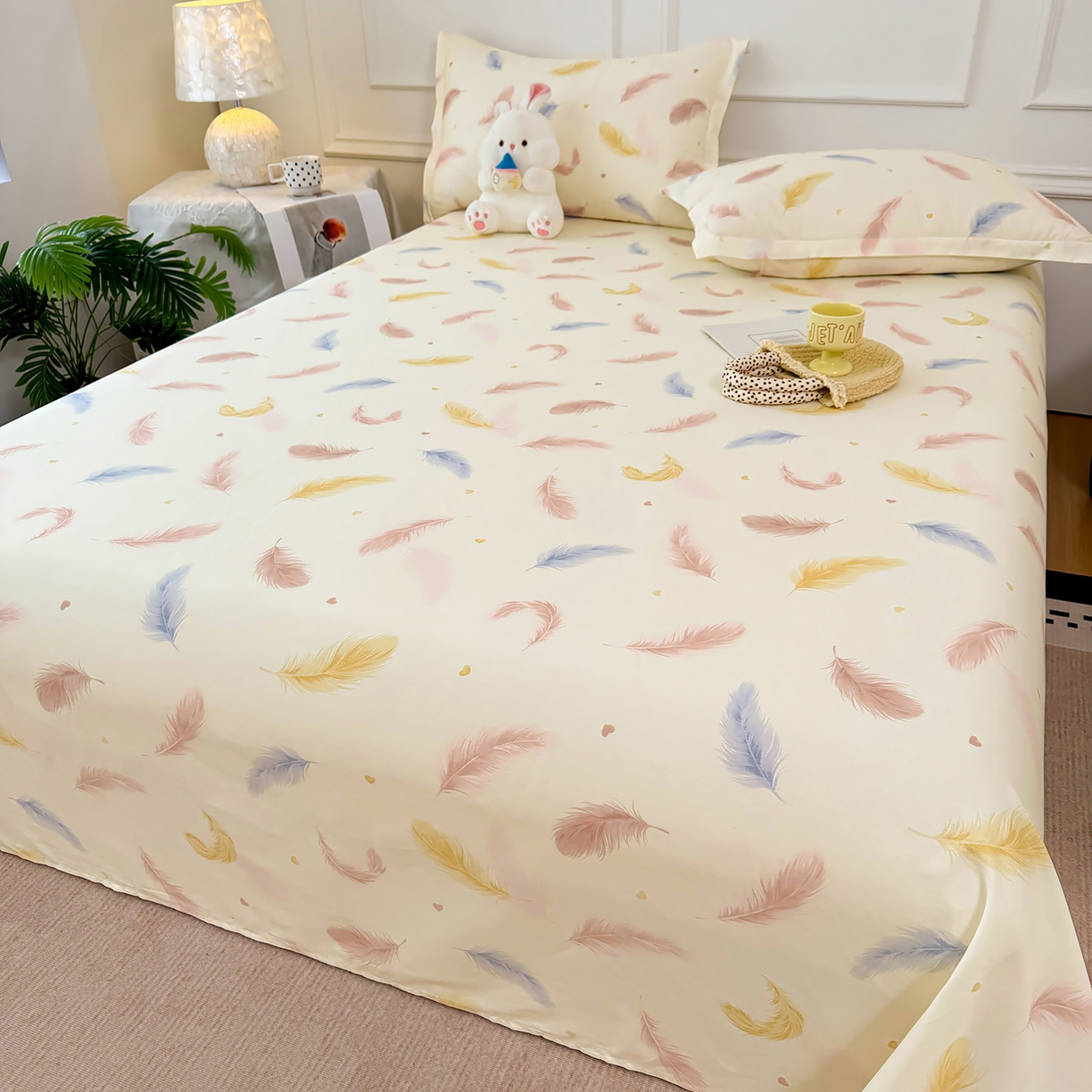 91家纺网 家纺一手货源 找家纺 壹贝家纺 2026新款全棉喷气印花床单系列 仙羽