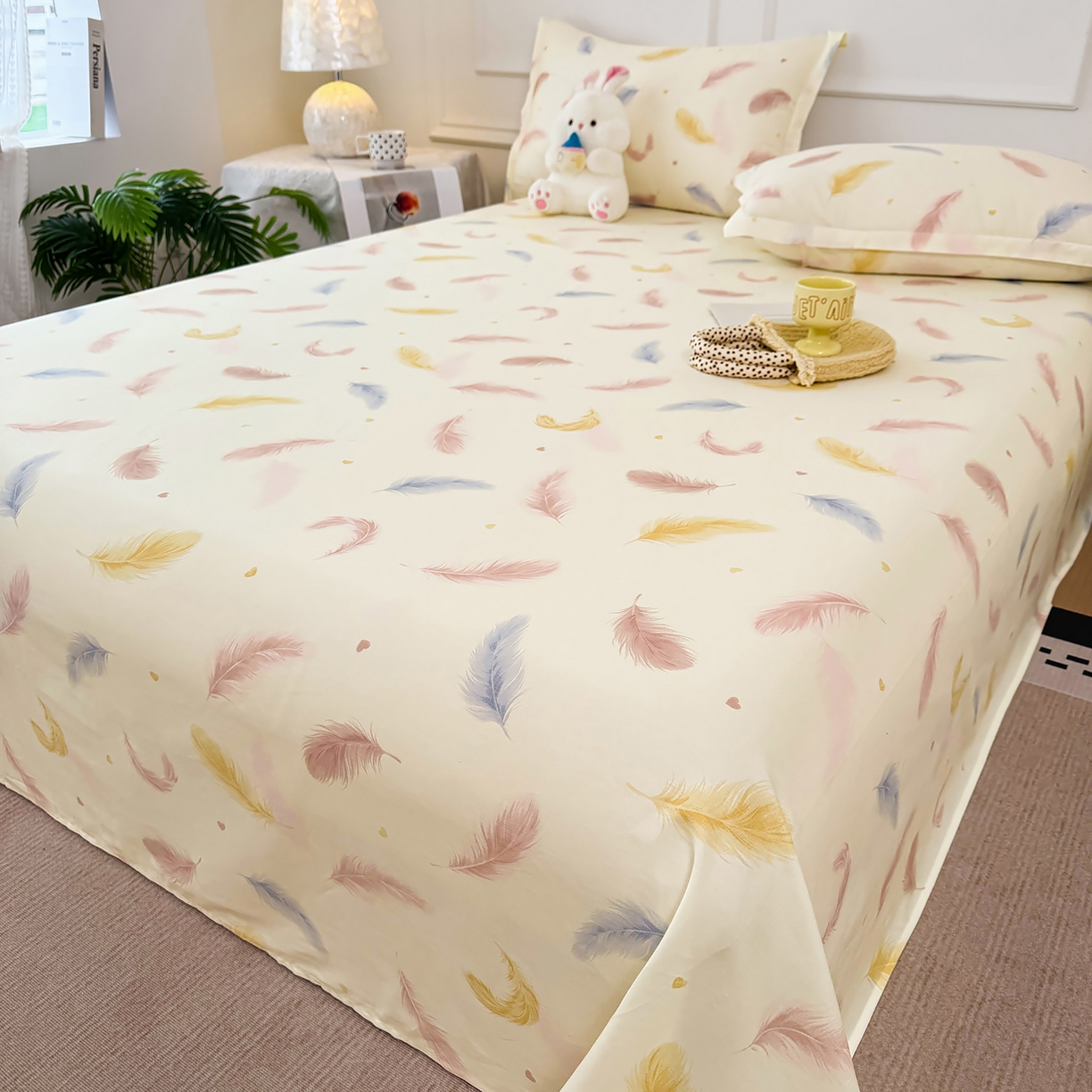 91家纺网 家纺一手货源 找家纺 壹贝家纺 2026新款全棉喷气印花床单系列 仙羽