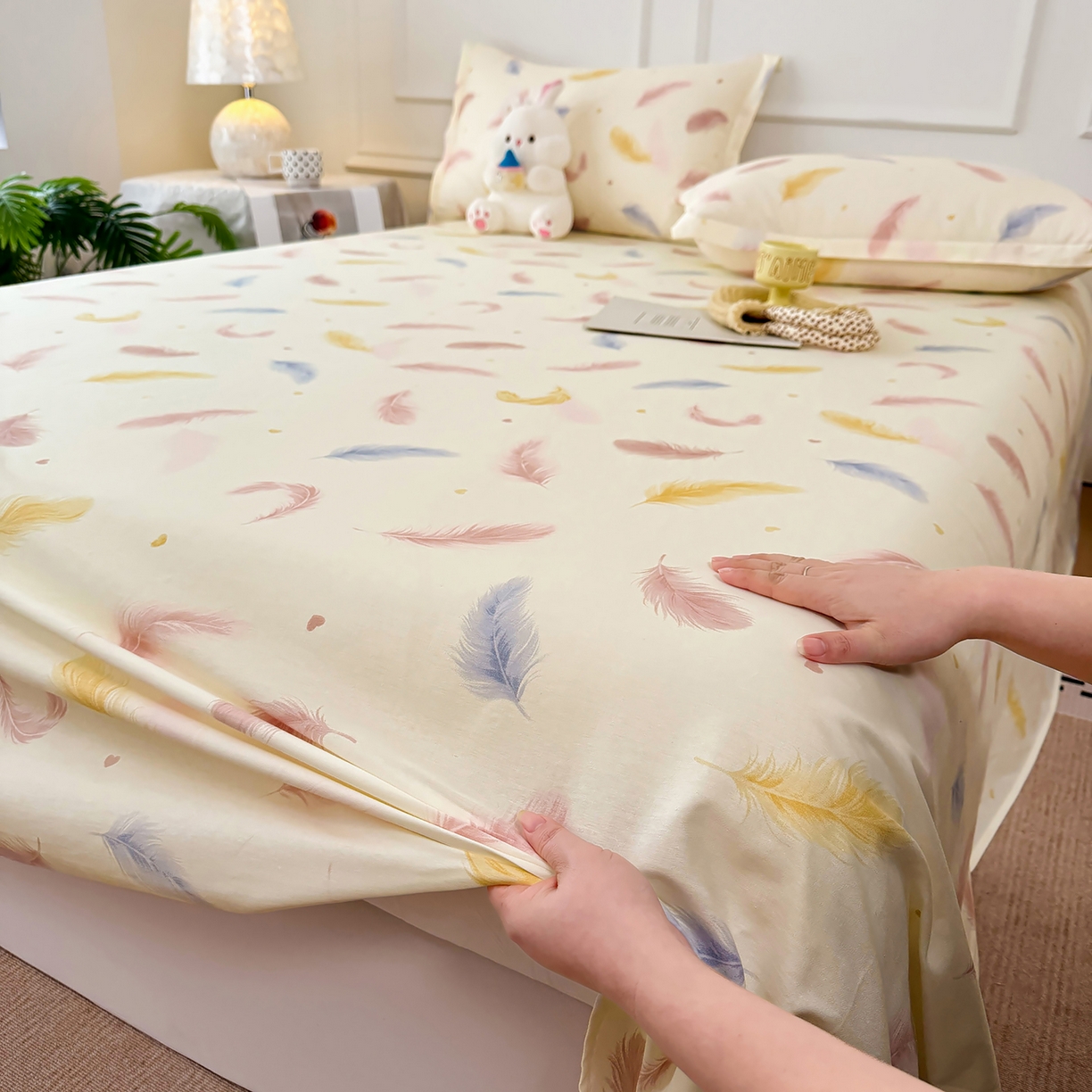 91家纺网 家纺一手货源 找家纺 壹贝家纺 2026新款全棉喷气印花床单系列 仙羽