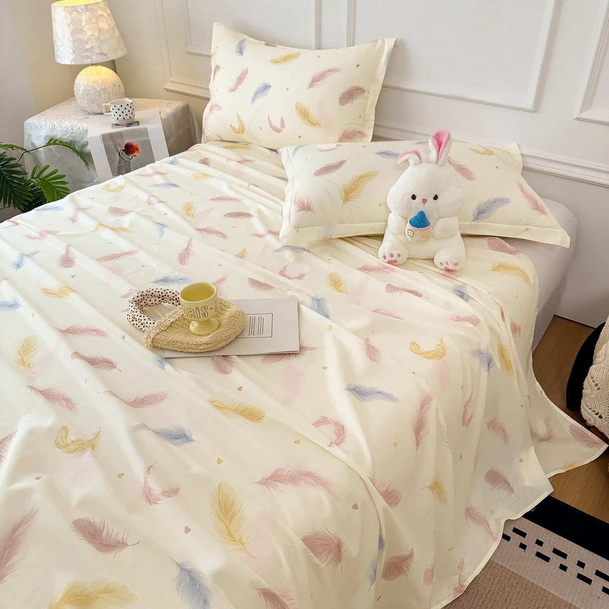 91家纺网 家纺一手货源 找家纺 壹贝家纺 2026新款全棉喷气印花床单系列 仙羽