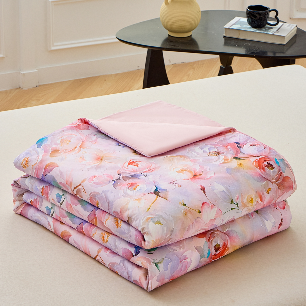 91家纺网 家纺一手货源 找家纺 元元家居（元元被业） 2026新款全棉纯棉13372印花两用夏被夏凉被空调被 凝珠