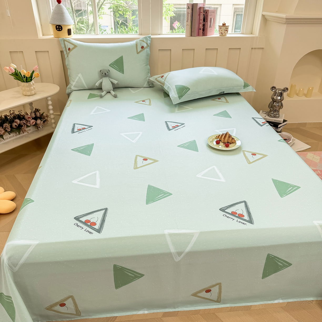 91家纺网 家纺一手货源 找家纺 壹贝家纺 2026新款全棉喷气印花床单系列 小可布丁