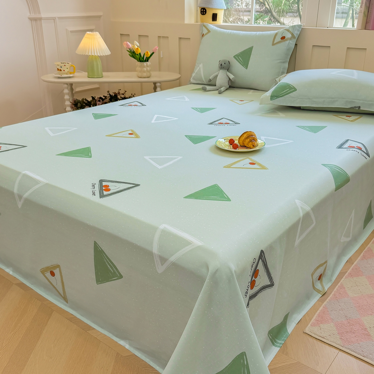 91家纺网 家纺一手货源 找家纺 壹贝家纺 2026新款全棉喷气印花床单系列 小可布丁