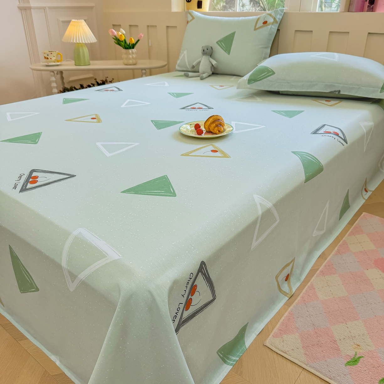 91家纺网 家纺一手货源 找家纺 壹贝家纺 2026新款全棉喷气印花床单系列 小可布丁