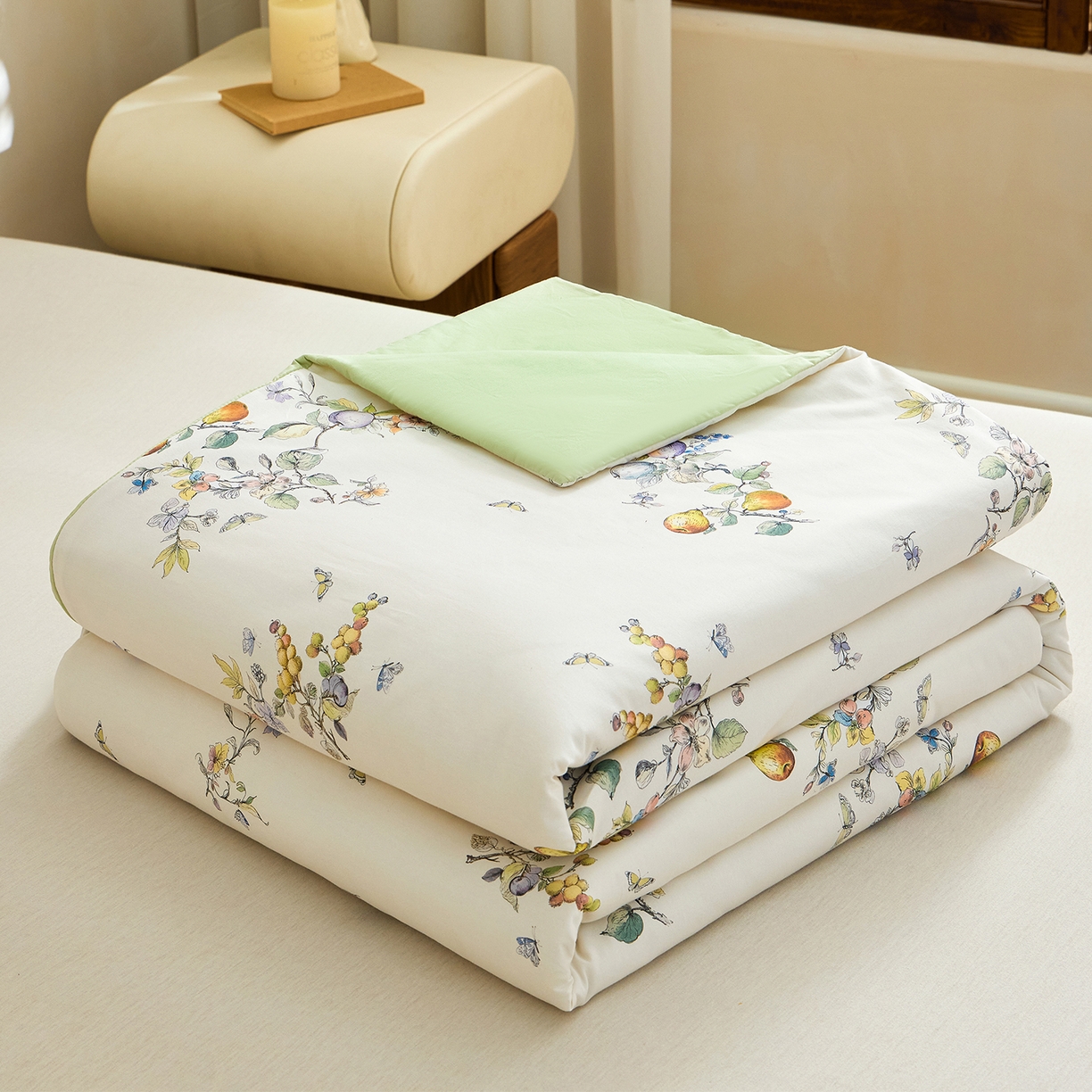 91家纺网 家纺一手货源 找家纺 元元家居（元元被业） 2026新款全棉纯棉13372印花两用夏被夏凉被空调被 知夏