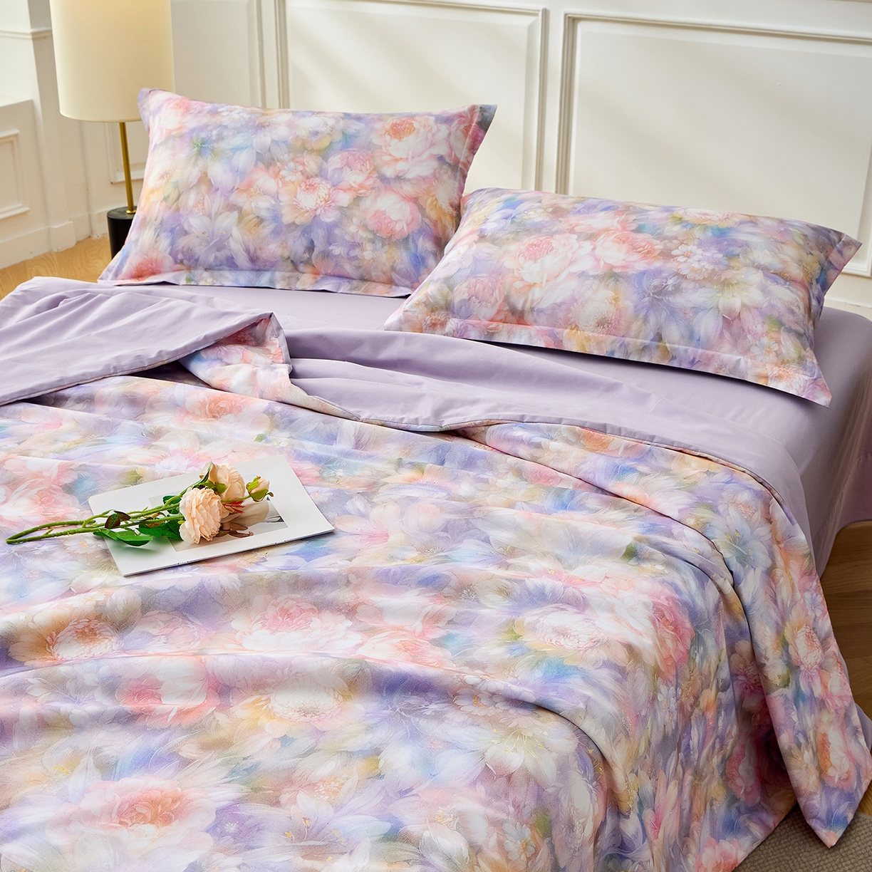 91家纺网 家纺一手货源 找家纺 元元家居（元元被业） 2026新款全棉纯棉13372印花两用夏被夏凉被空调被 春风