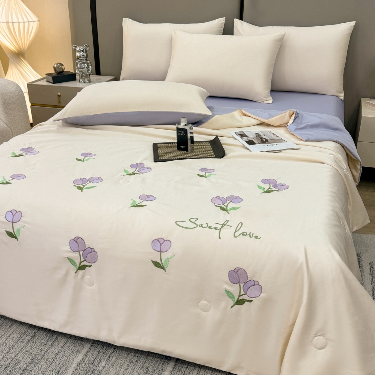 91家纺网 家纺一手货源 找家纺 （总）欢乐季 2026新款A类水洗冰丝满版刺绣夏被夏凉被空调被四件套