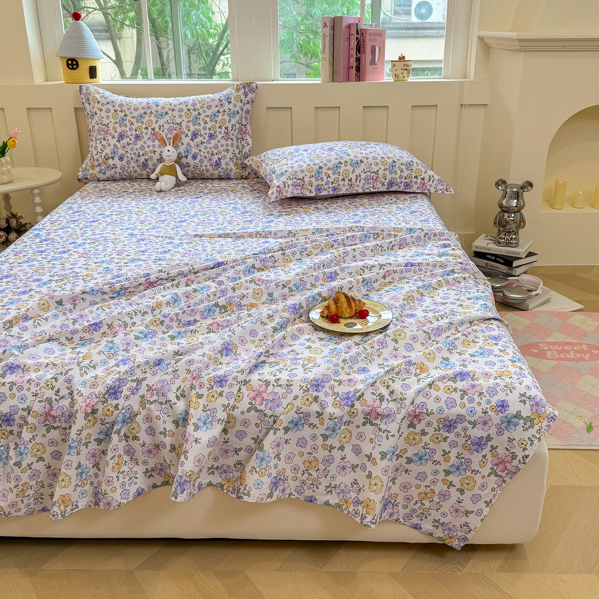 91家纺网 家纺一手货源 找家纺 壹贝家纺 2026新款全棉喷气印花床单系列 小美满