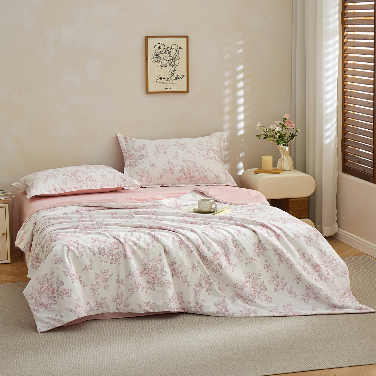 91家纺网 家纺一手货源 找家纺 元元家居（元元被业） 2026新款全棉纯棉13372印花两用夏被夏凉被空调被 芙尔