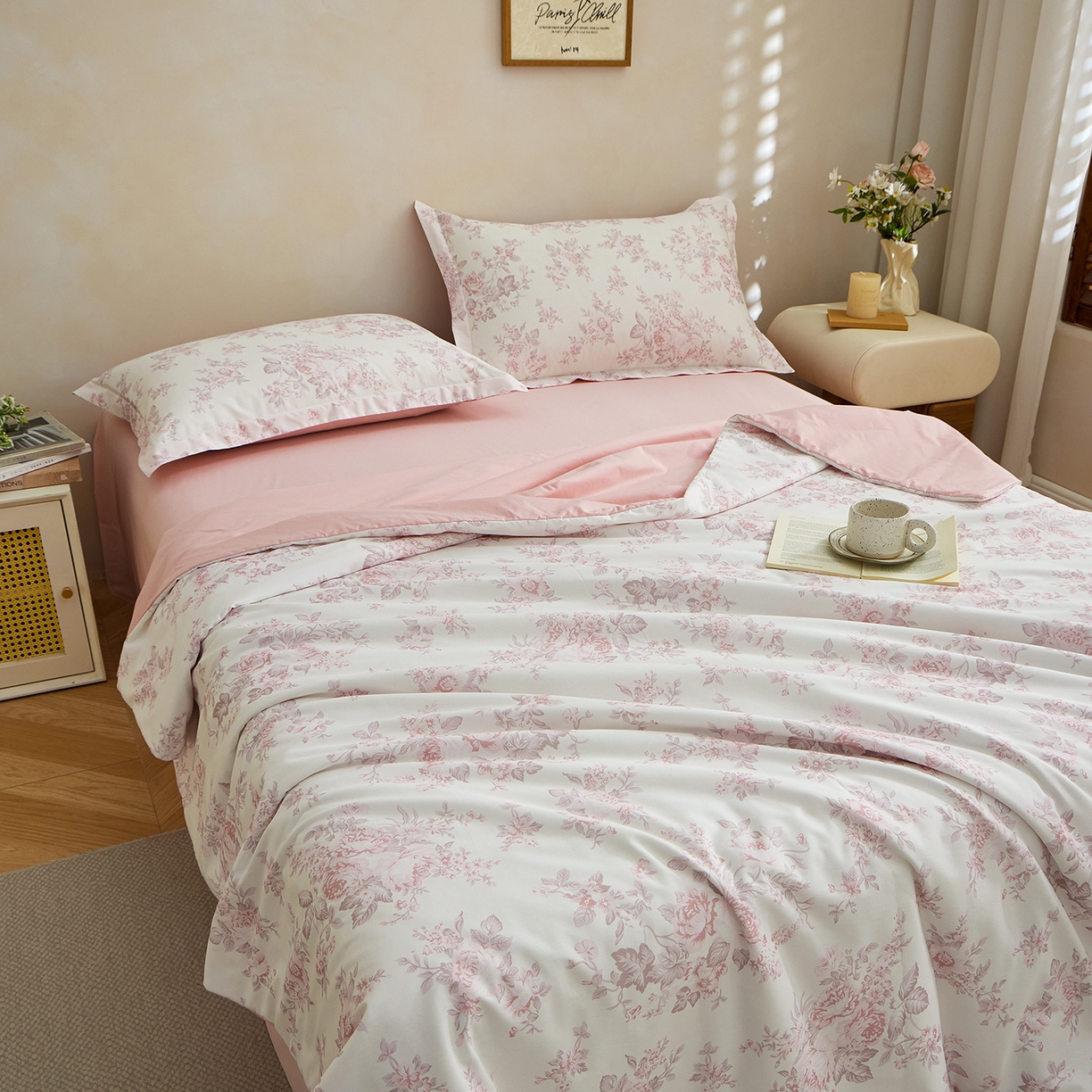 91家纺网 家纺一手货源 找家纺 元元家居（元元被业） 2026新款全棉纯棉13372印花两用夏被夏凉被空调被 芙尔