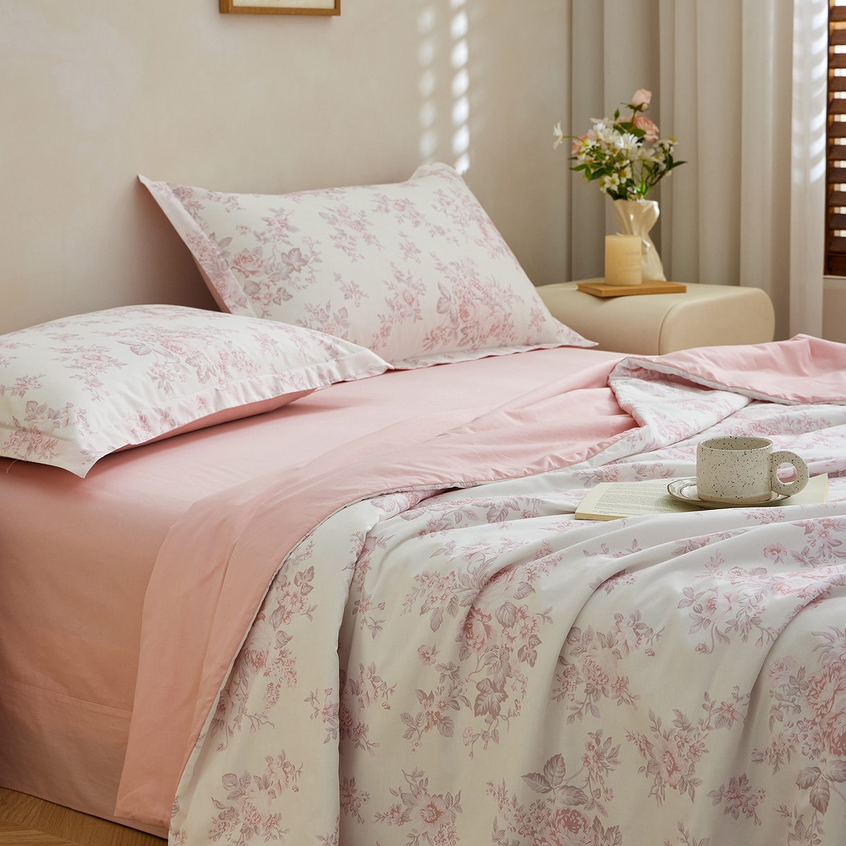 91家纺网 家纺一手货源 找家纺 元元家居（元元被业） 2026新款全棉纯棉13372印花两用夏被夏凉被空调被 芙尔