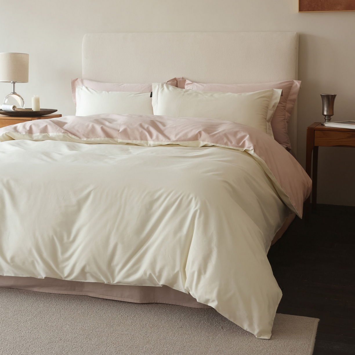 91家纺网 家纺一手货源 找家纺 （总）万盛家纺 2026新款全棉40支极简风拼色四件套（居家风格）