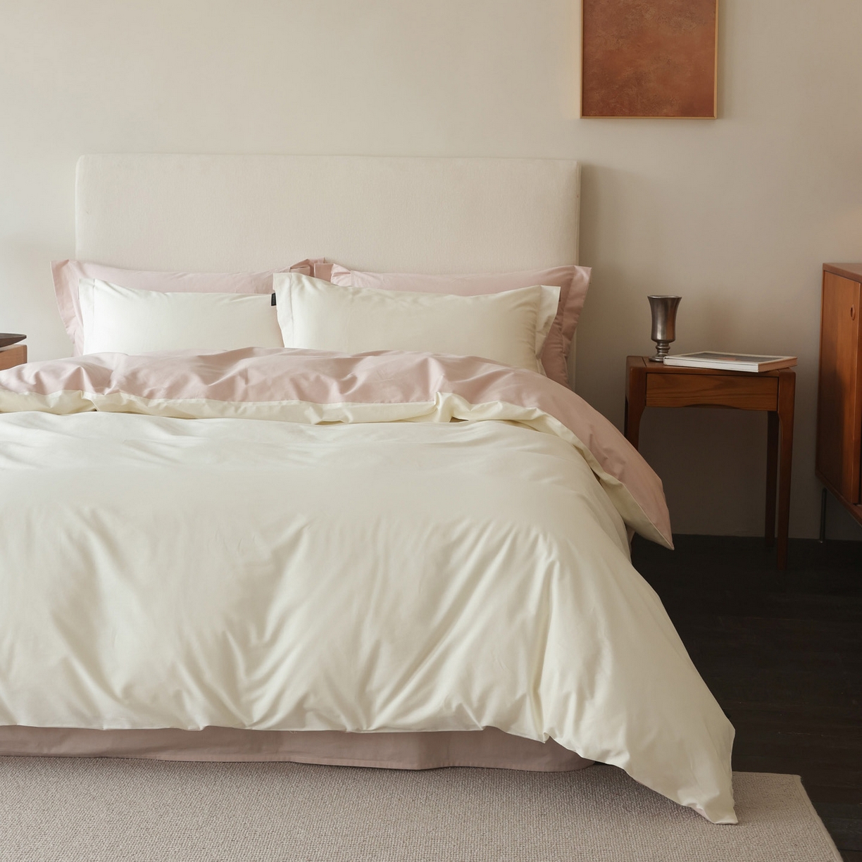 91家纺网 家纺一手货源 找家纺 （总）万盛家纺 2026新款全棉40支极简风拼色四件套（居家风格）