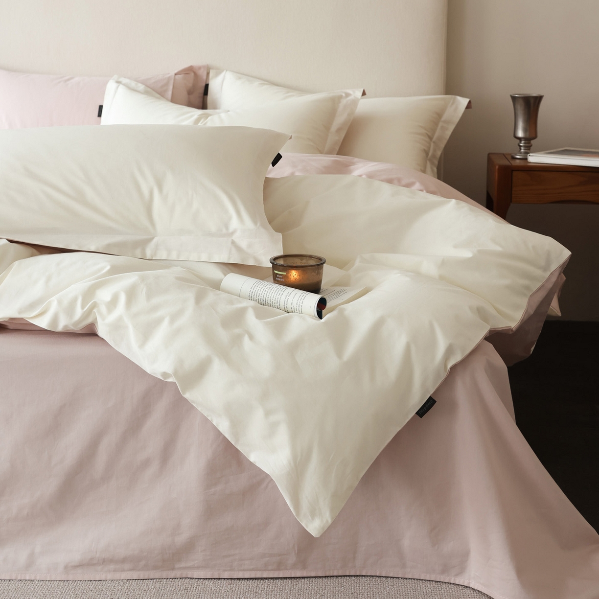 91家纺网 家纺一手货源 找家纺 （总）万盛家纺 2026新款全棉40支极简风拼色四件套（居家风格）