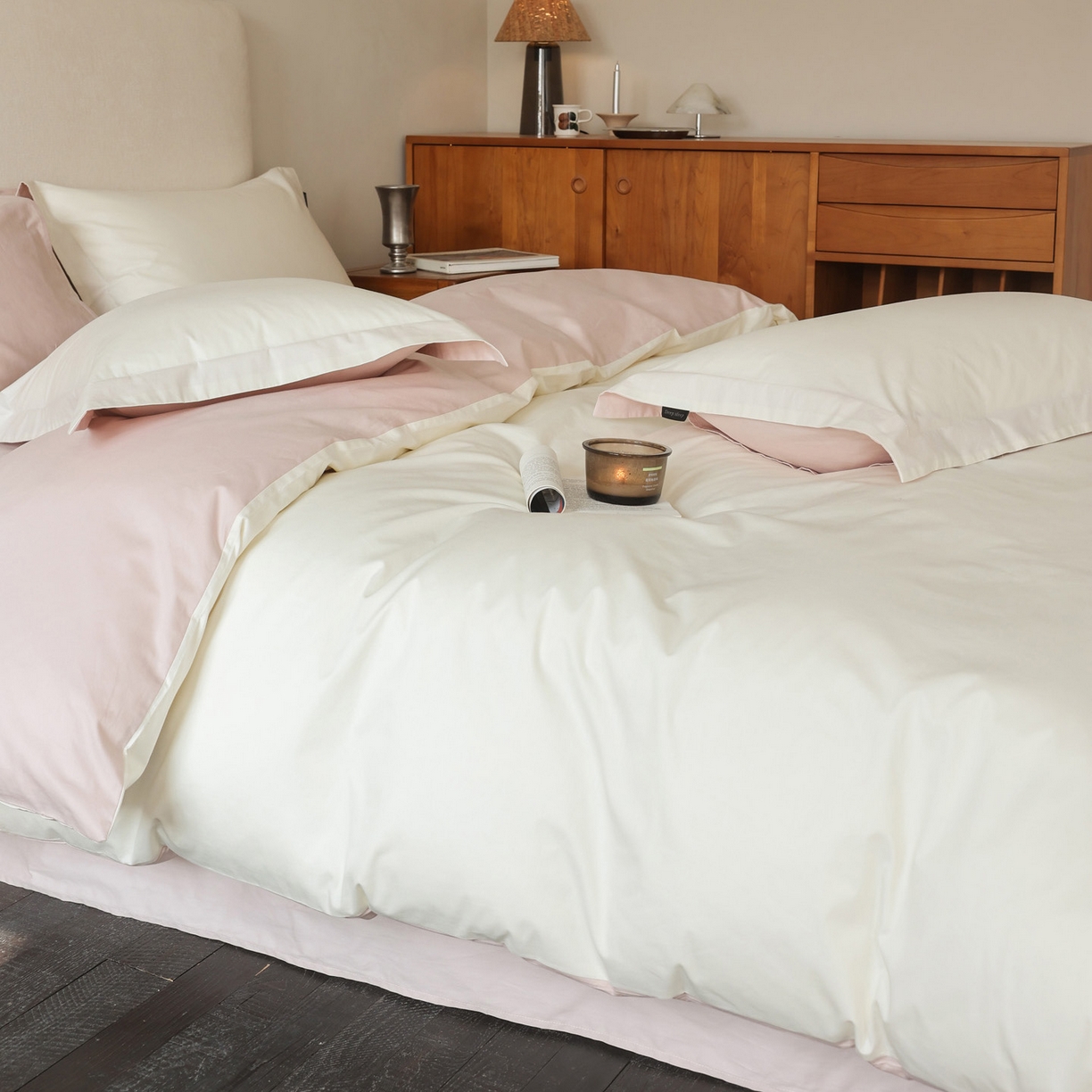 91家纺网 家纺一手货源 找家纺 （总）万盛家纺 2026新款全棉40支极简风拼色四件套（居家风格）