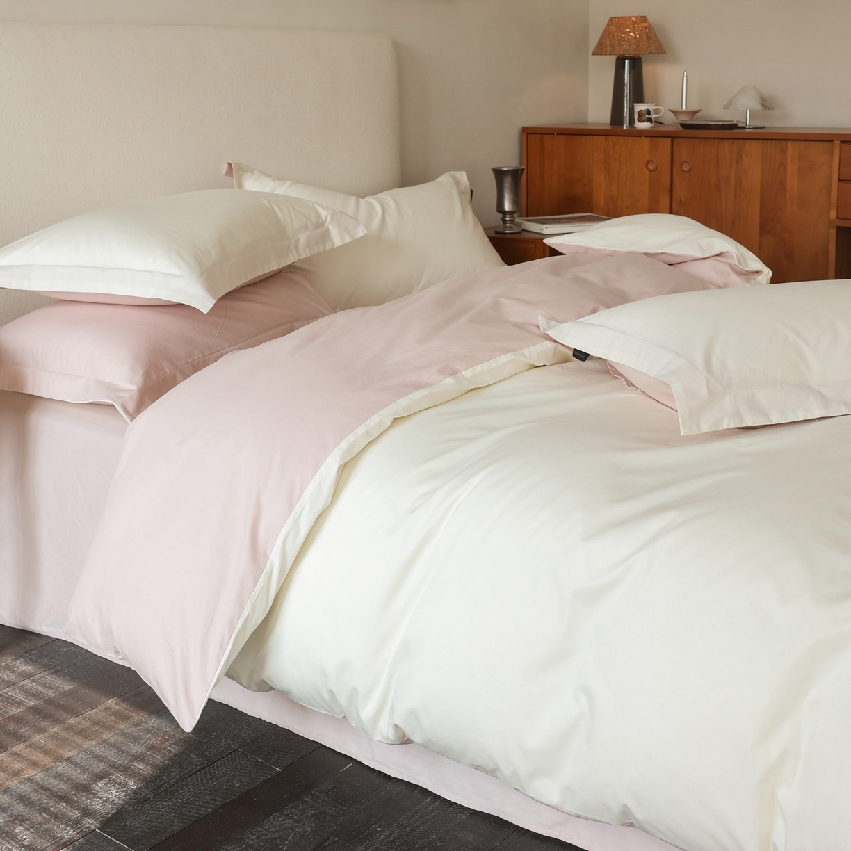 91家纺网 家纺一手货源 找家纺 （总）万盛家纺 2026新款全棉40支极简风拼色四件套（居家风格）