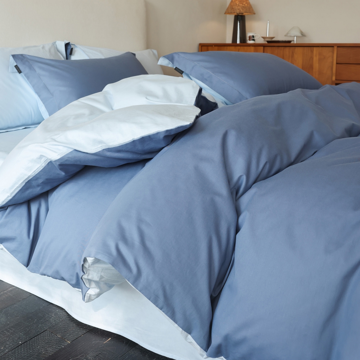 91家纺网 家纺一手货源 找家纺 （总）万盛家纺 2026新款全棉40支极简风拼色四件套（居家风格）