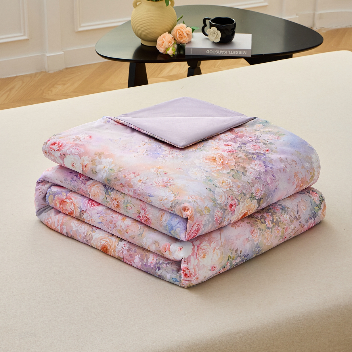 元元家居（元元被业） 2026新款全棉纯棉13372印花两用夏被夏凉被空调被 红颜