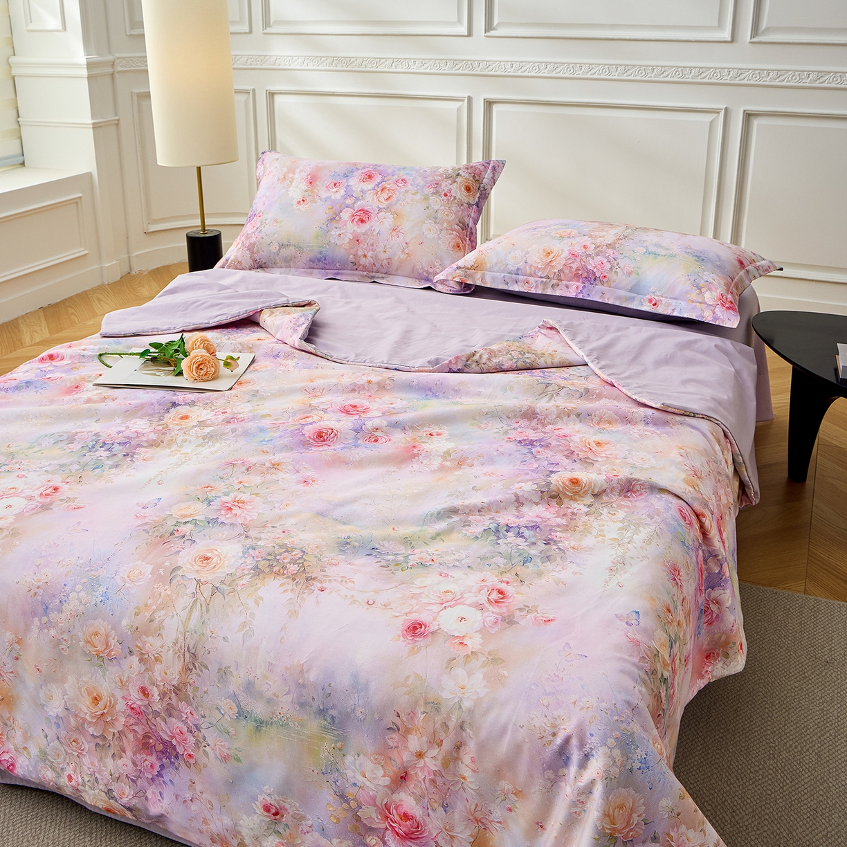 91家纺网 家纺一手货源 找家纺 元元家居（元元被业） 2026新款全棉纯棉13372印花两用夏被夏凉被空调被 红颜