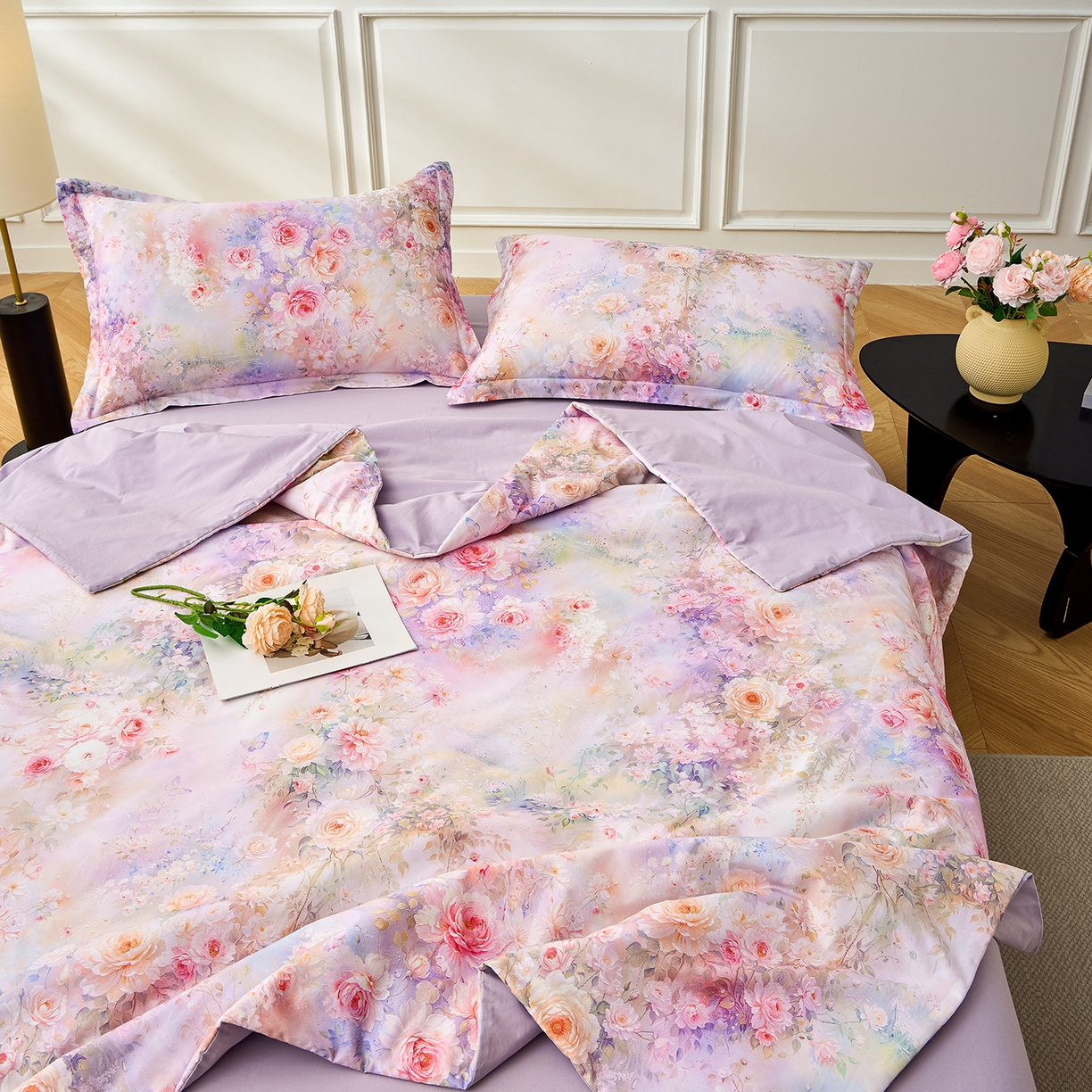 91家纺网 家纺一手货源 找家纺 元元家居（元元被业） 2026新款全棉纯棉13372印花两用夏被夏凉被空调被 红颜