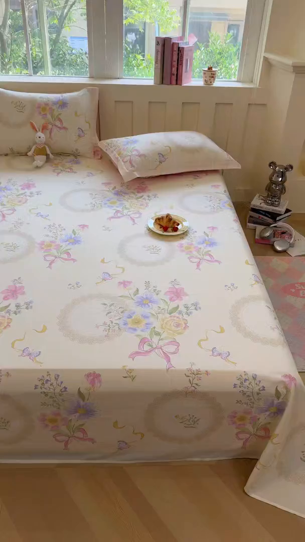 91家纺网 家纺一手货源 找家纺 壹贝家纺 2026新款全棉喷气印花床单系列 新恰如初