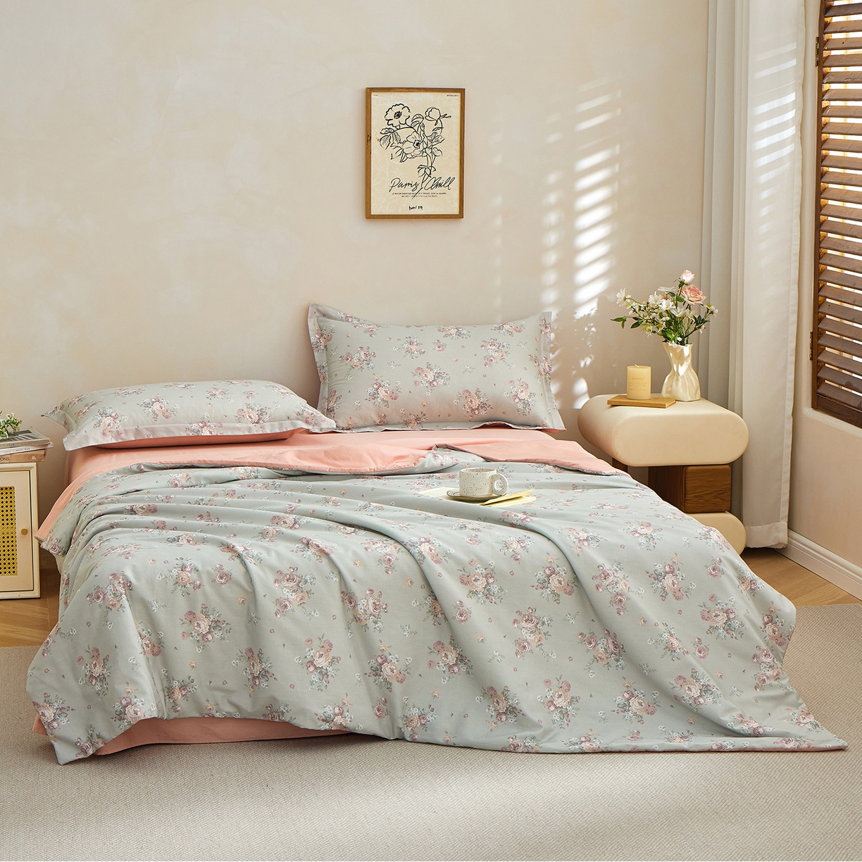 91家纺网 家纺一手货源 找家纺 元元家居（元元被业） 2026新款全棉纯棉13372印花两用夏被夏凉被空调被 金溪